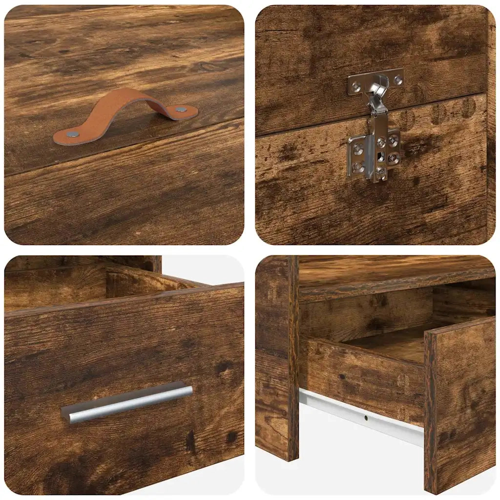 Struttura letto con contenitore-Giroletto con contenitore Rovere fum¨¦ 150 x 200 cm