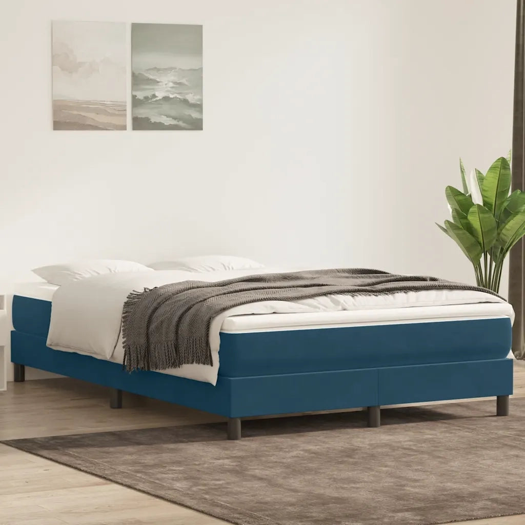 Giroletto a Molle senza Materasso Blu Scuro 160x210 cm Velluto 3315835