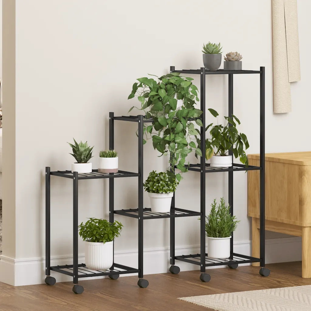 Portafiori | Sostegno per piante con Ruote 83x25x83,5 cm Ferro Nero