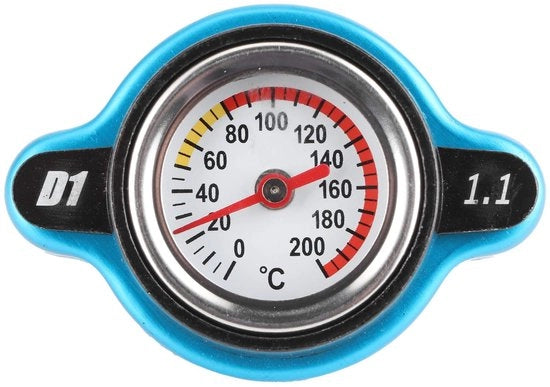 Termometro di Raffreddamento in Alluminio - Libero da Vapore - Misuratore di Temperatura - Gomma di Ricambio in Silicone - Sostituzione Professionale - 1.1 bar di Pressione - Copertura del Radiatore