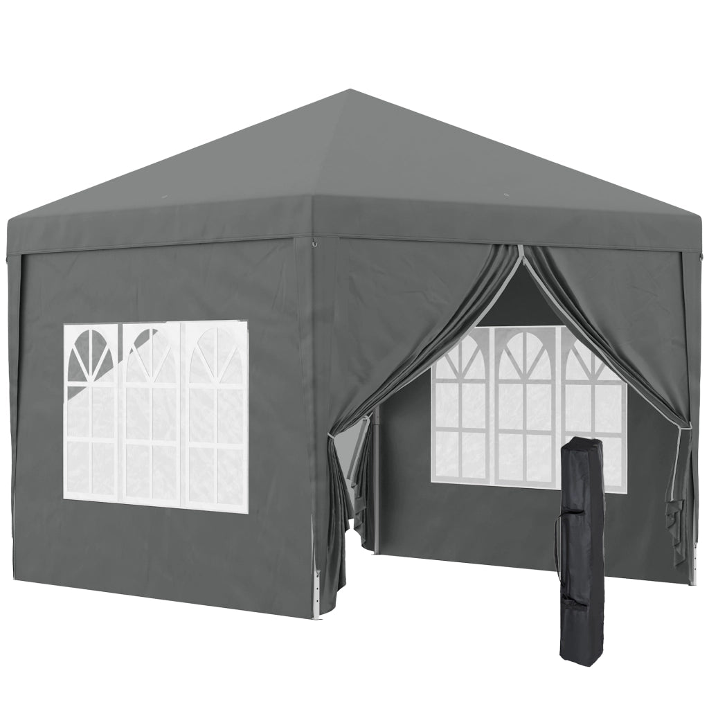 Gazebo da Esterno 3x3 m Pieghevole con 4 Pannelli Laterali. in Acciaio e Tessuto Oxford Grigio
