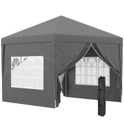 Gazebo da Esterno 3x3 m Pieghevole con 4 Pannelli Laterali. in Acciaio e Tessuto Oxford Grigio