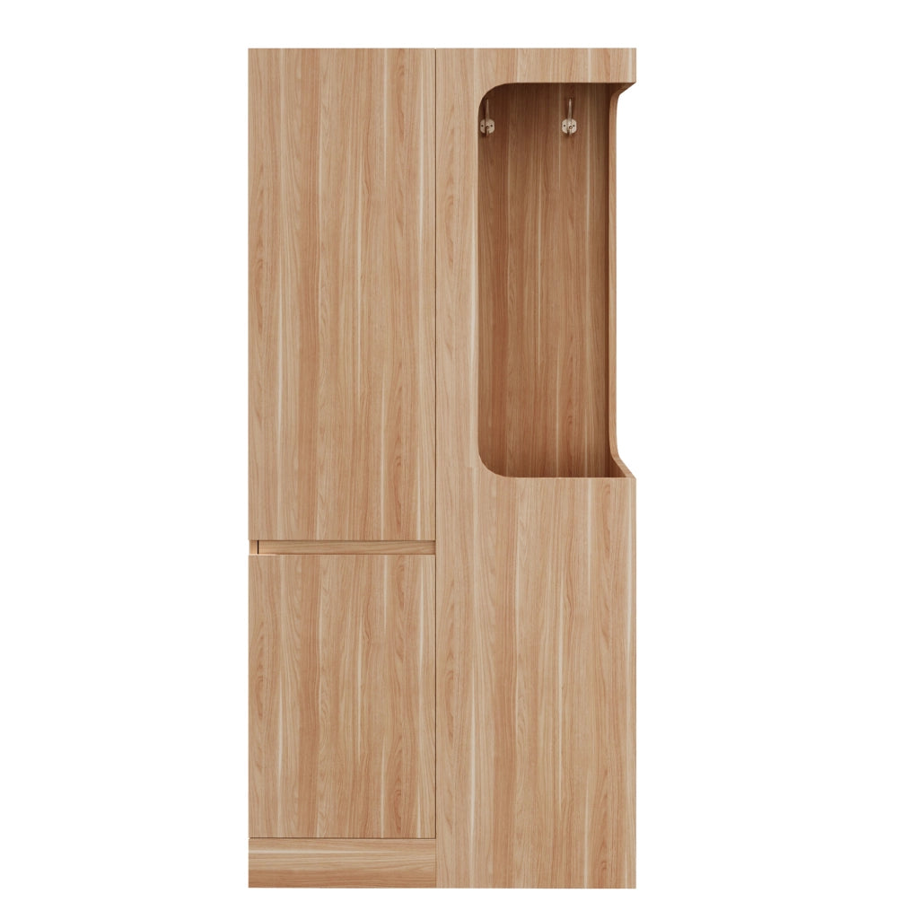 Armadio a 1 anta con 4 cassetti e vano appendiabiti aperto 70×40×170 cm; legno; bianco naturale