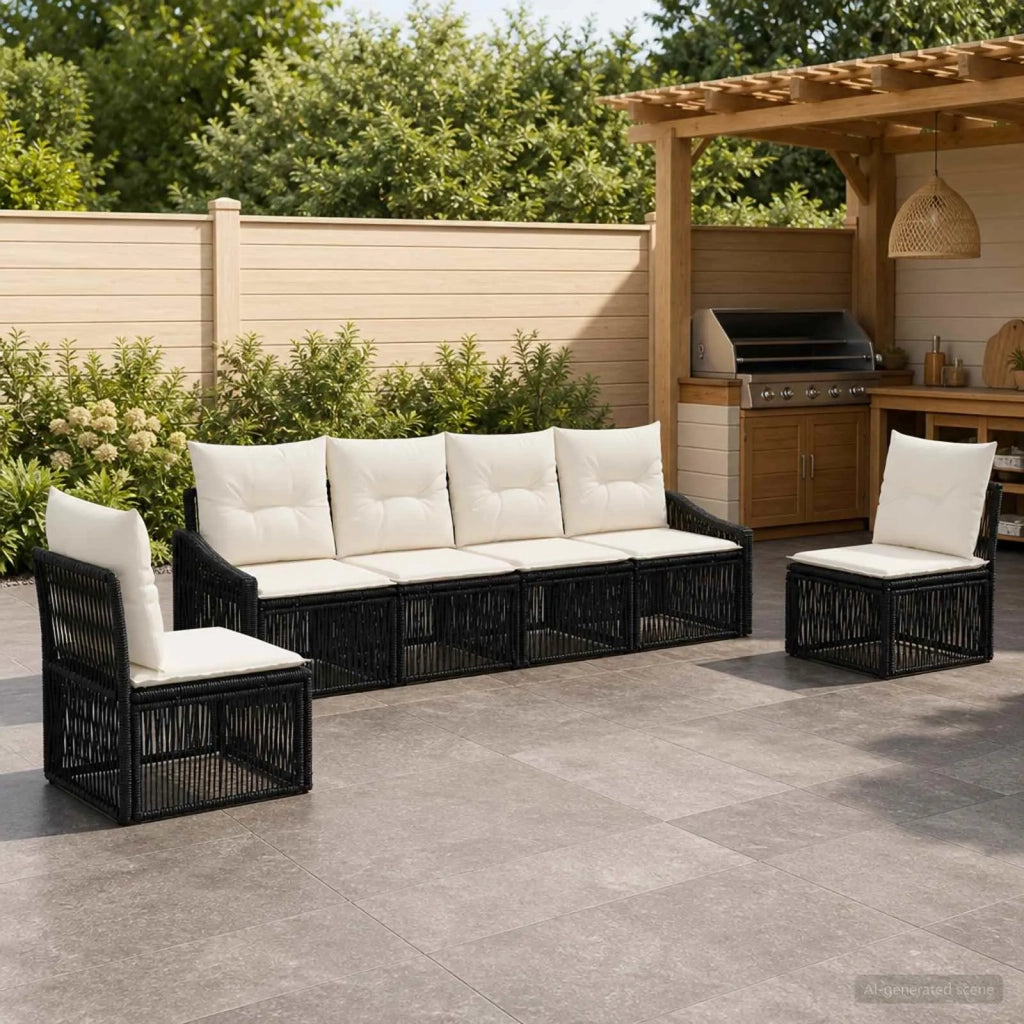Set Divano da Giardino 6 pz Nero polyrattan 3435967
