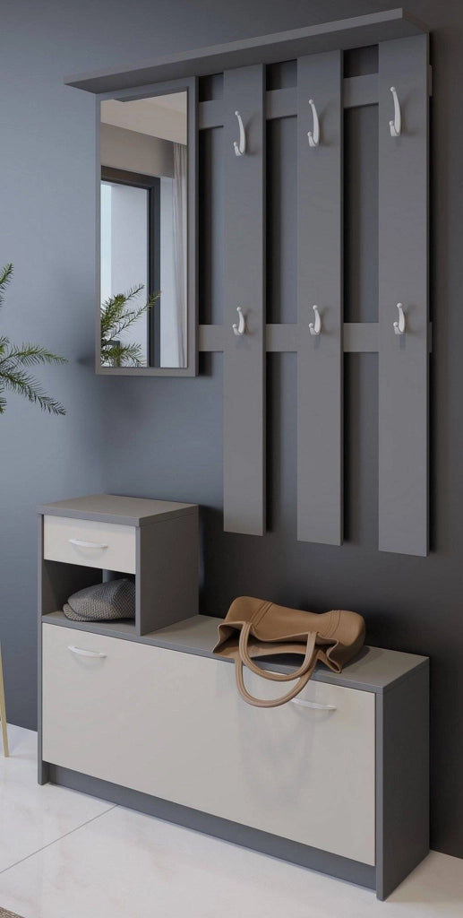 Garolfo, Mobile da Ingresso Specchio Incluso, 25.5x100x190h cm Beige