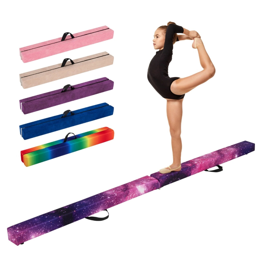 Trave da equilibrio pieghevole in schiuma per bambini adolescenti, Trave ginnastica a pavimento con maniglia Stella Magica