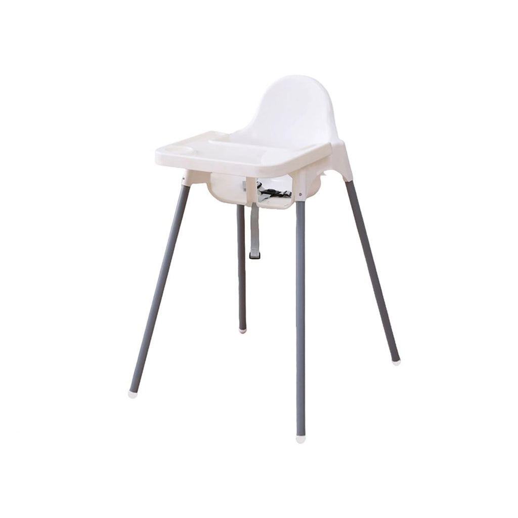 Seggiolone Pappa Easy 91x65x57 cm con Vassoio e Cinture di Sicurezza Bianco