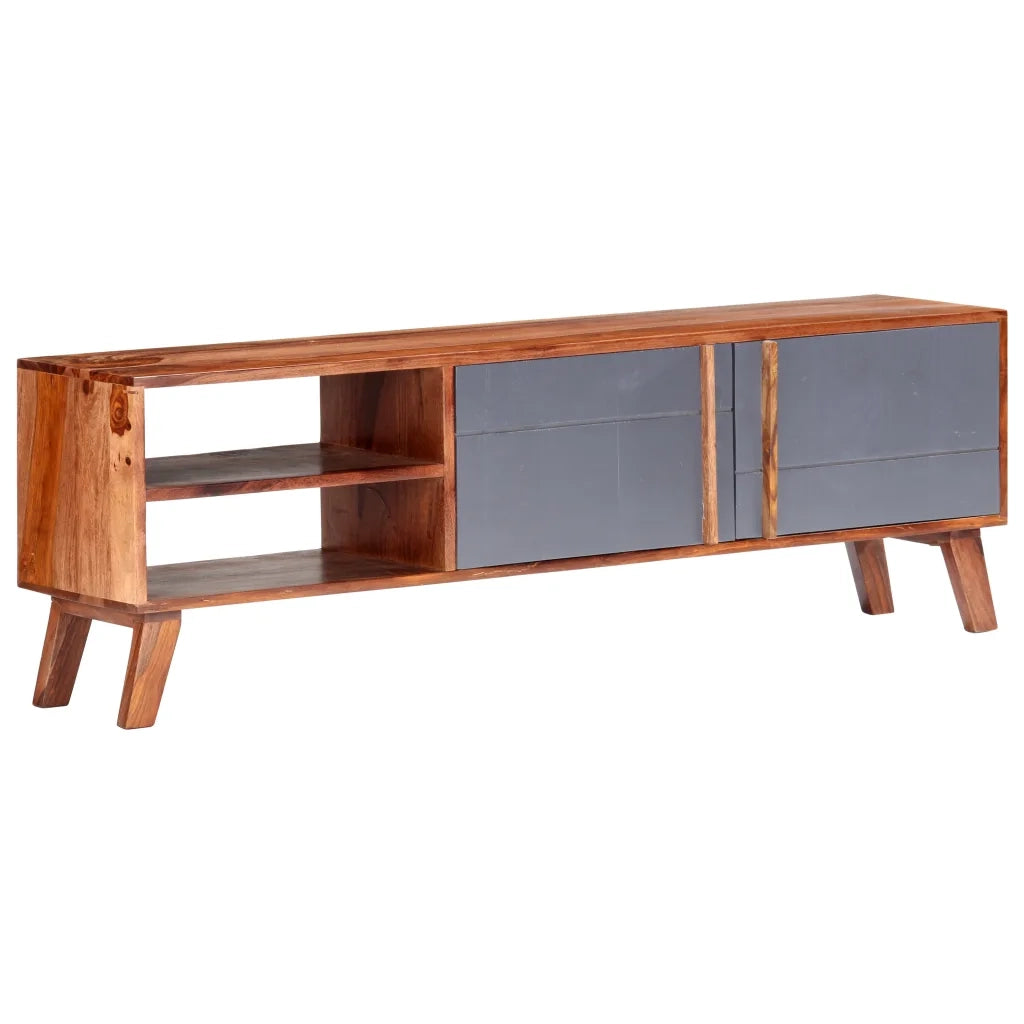 Mobile TV | Armadietto TV | Mobile Porta TV Grigio 140x30x45 cm in Legno Massello