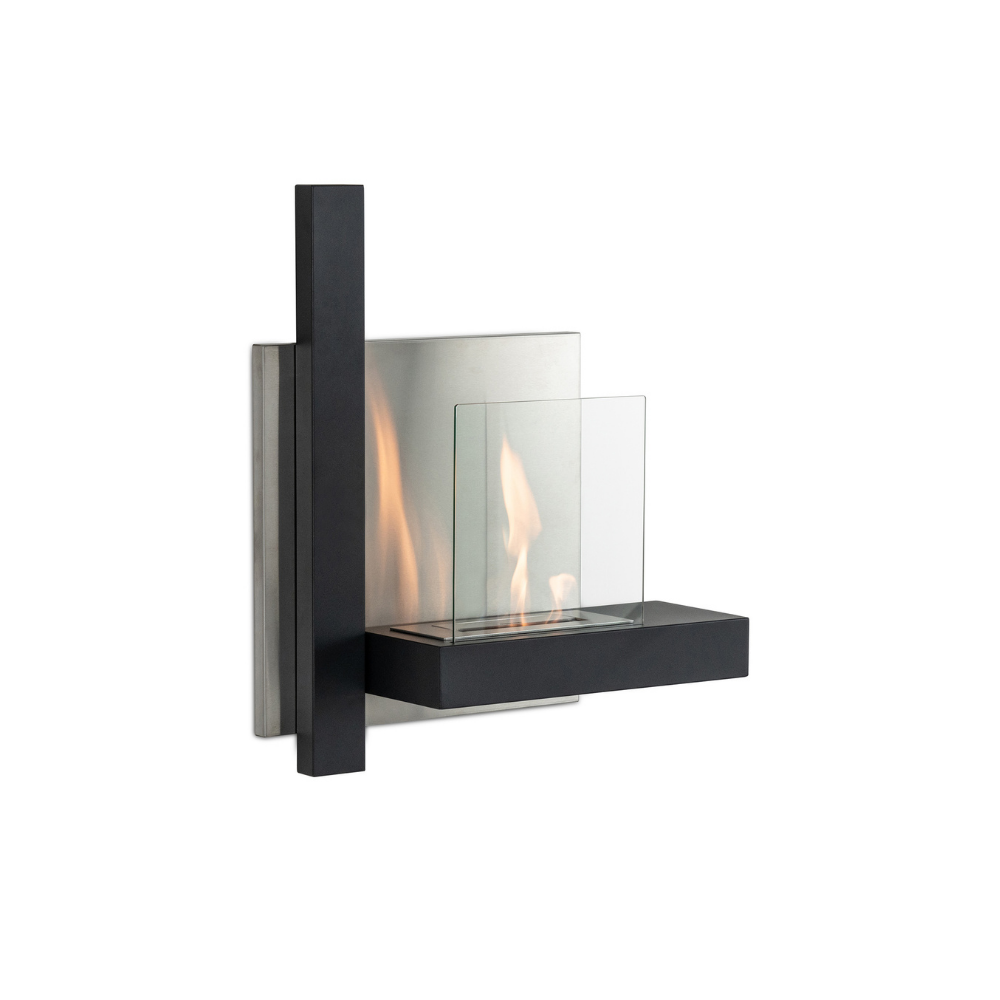 Blaze, Biocamino da parete Nero (22cm X 72cm H. 63cm) | Duzzle