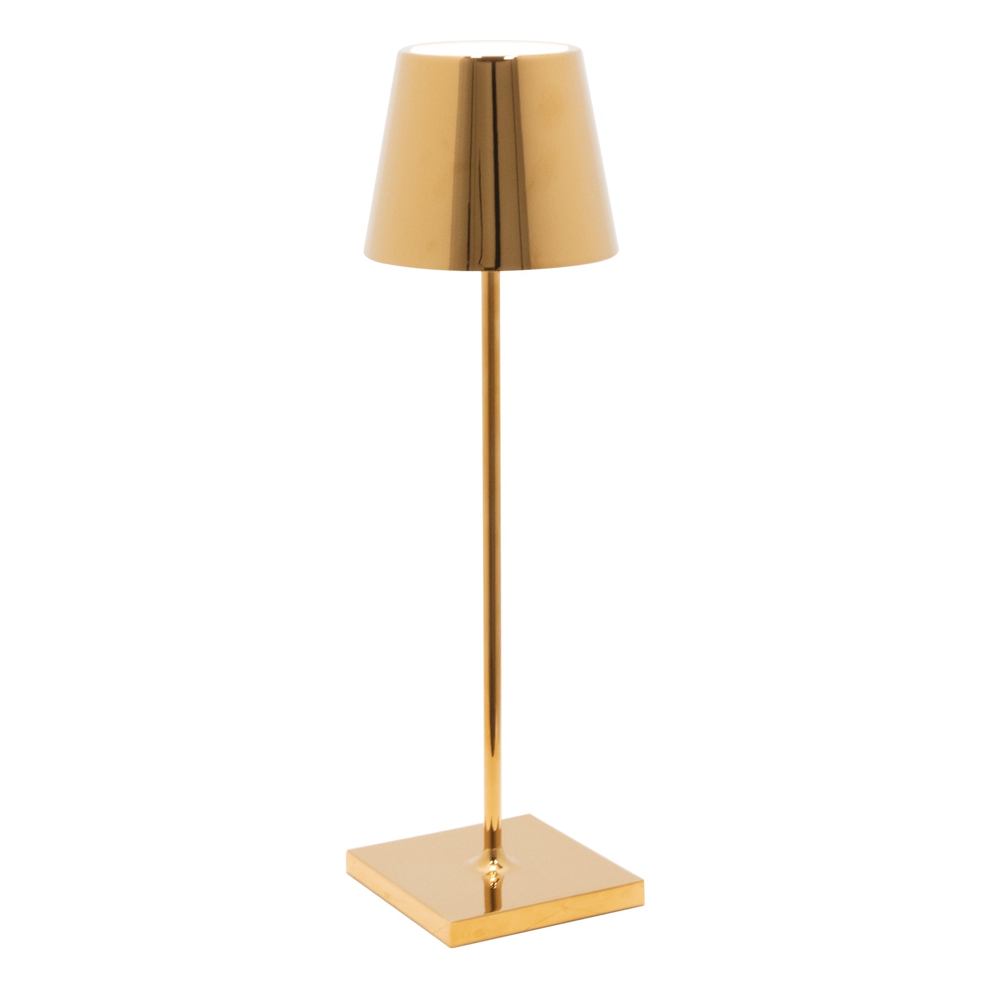Zafferano Lampada a led da tavolo Poldina Pro Oro Lucido ricaricabile e dimmerabile con batteria fino a 12 ore