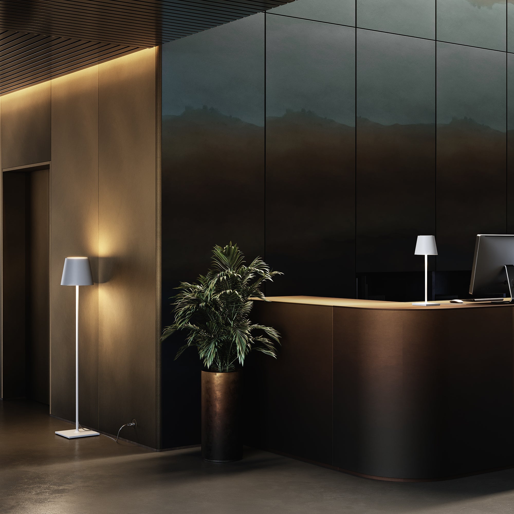 Lampada da Terra Poldina Grigio Scuro 230V Piantana con spina 28x150cm - Design Moderno in Alluminio