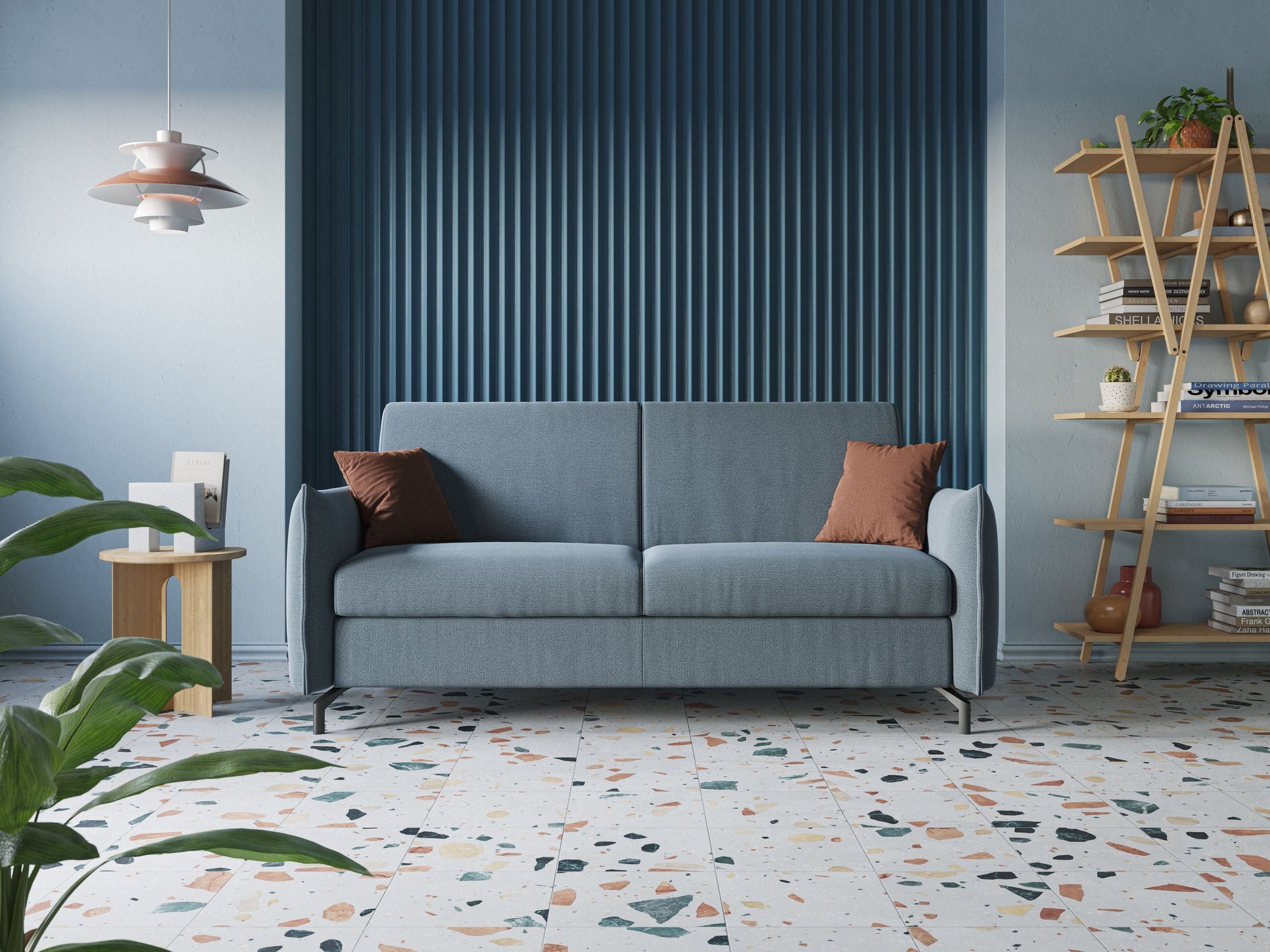 Divano Letto 3 Posti 215x95x96 cm in Tessuto Carta Da Zucchero