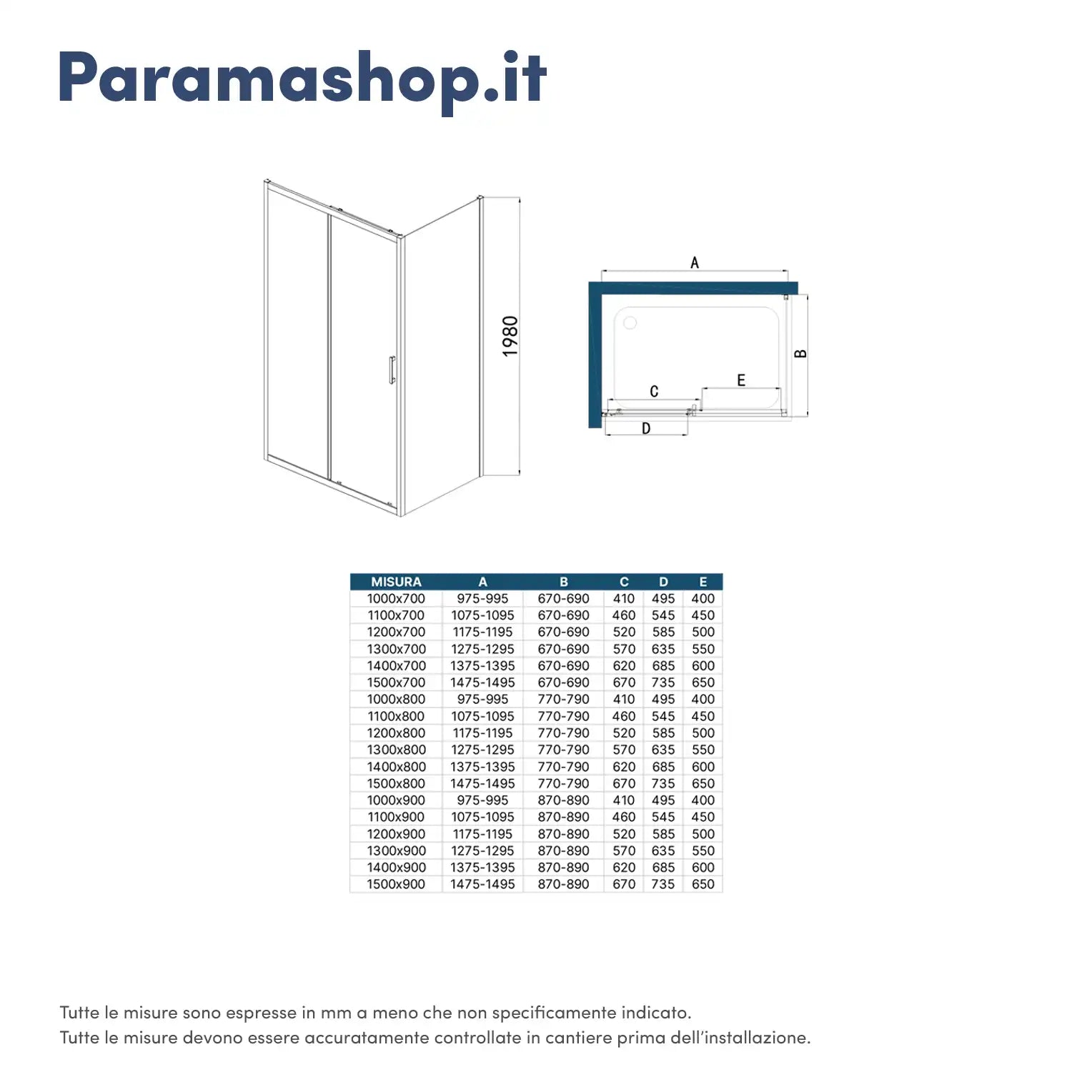 Box doccia 90x130 cm scorrevole vetro temperato 6mm opaco h198 | Tahiti