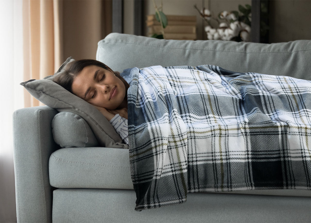 Plaid Divano Tartan Scozzese A Quadri Coperta Inverno Calda Morbida - 2 Piazze - Grigio
