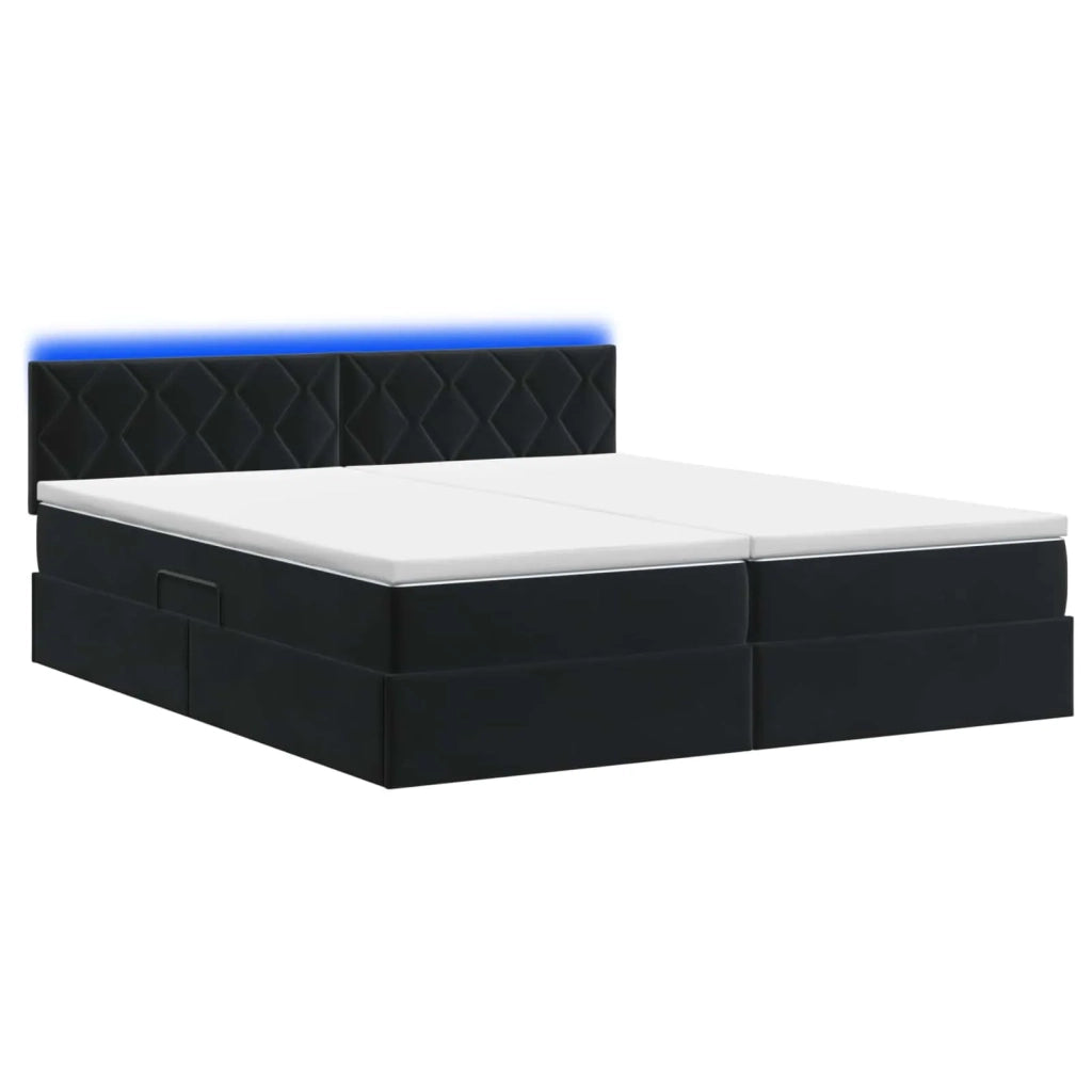 Letto con contenitore LED e materasso Nero 180 x 200 cm Velluto 3459398