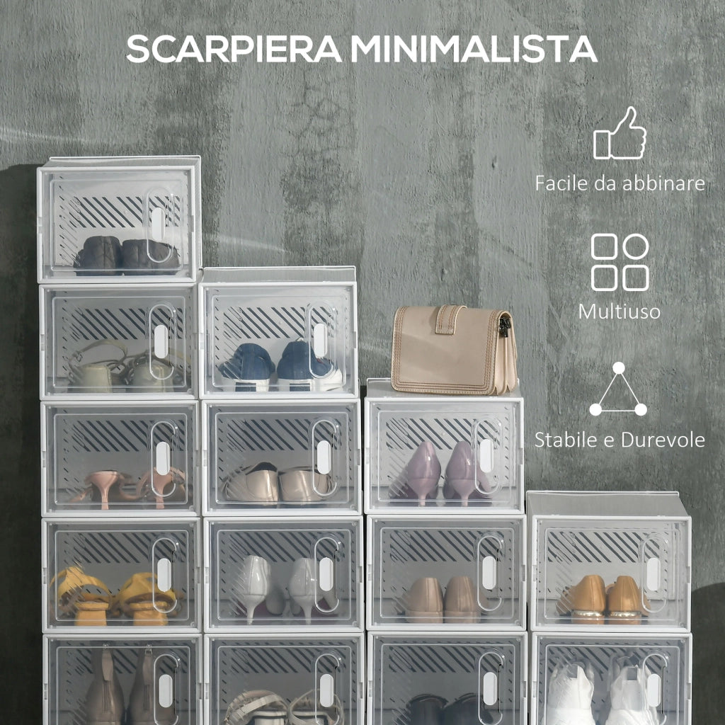Mobile Scarpiera Rettangolare in Plastica PP. 18 Box 25x35x19 cm per Scarpe max 43 EU. Vestiti e Libri