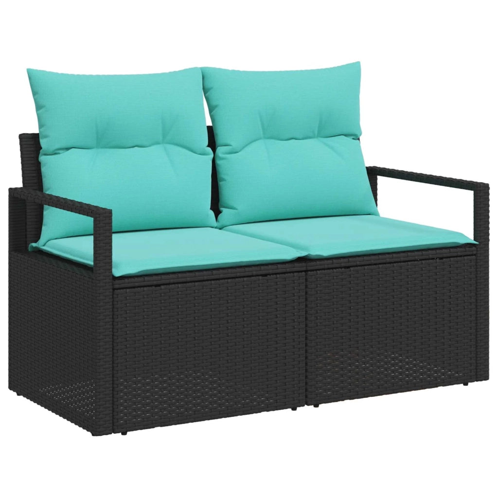 Set Divano da Giardino con cuscino 9 pcs Nero e Verde acqua 3349689