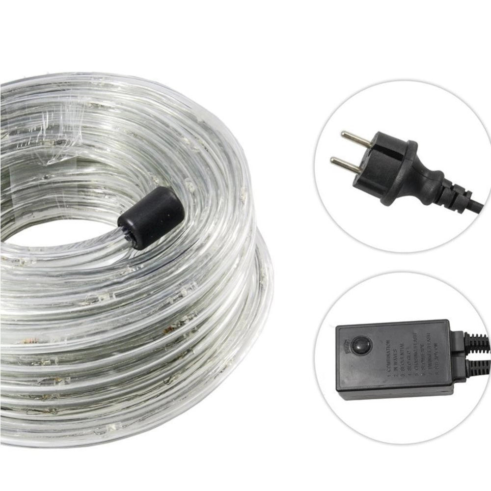Trade Shop - Tubo Luminoso A Led 360 Luci Bianco Freddo 20 Metri Per Uso Esterno + Controller -