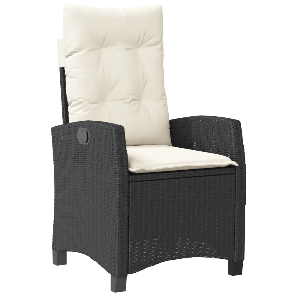 Set da Pranzo da Giardino 3 pz con Cuscini Nero in Polyrattan 3212653