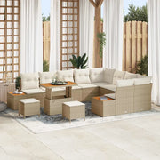 Set Divano da Giardino con cuscino 12 pcs Beige Poly Rattan