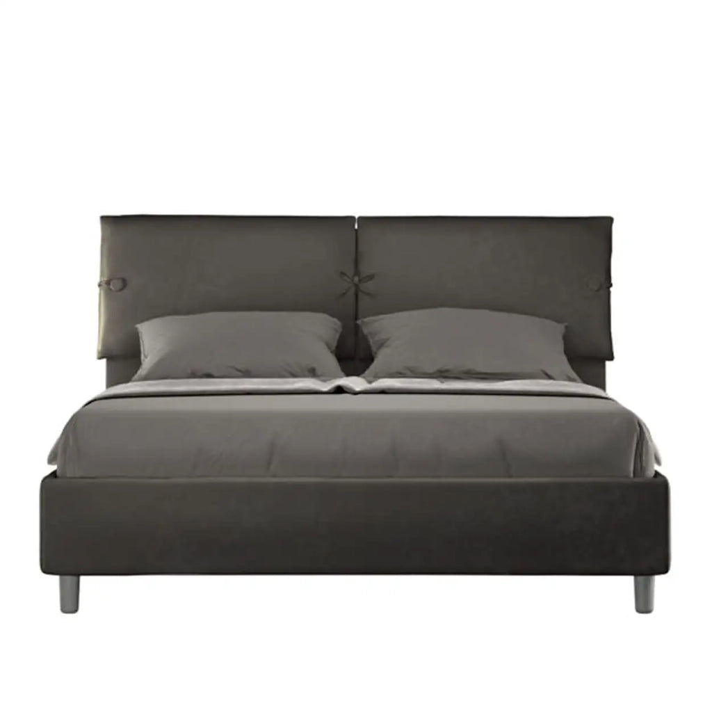 Letto matrimoniale con rete imbottito 160x210 microfibra grigio Sleeper
