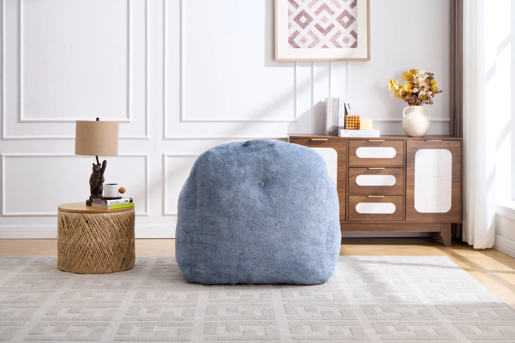 Poltrona Pouf con Braccioli ¨C Minimal ¨C Finta Pelliccia, Blu