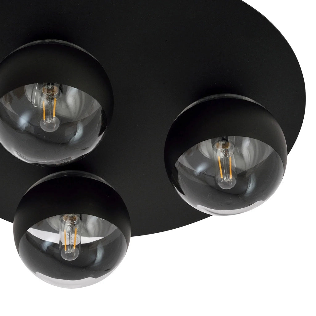Plafoniera Minimal Mnemosine Acciaio Nero 3 Luci E14 Ip20