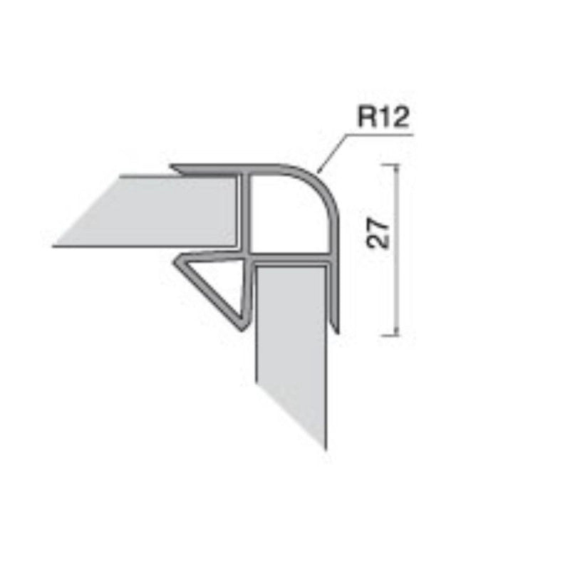 Angolare per zoccolo 90° R12 in noce scuro H 12 cm.