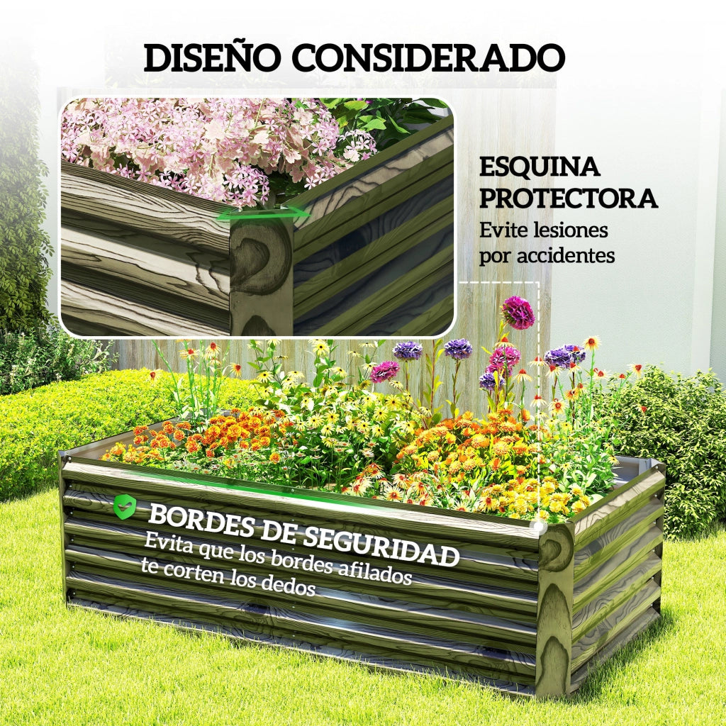 Fioriera Grande Rettangolare per Esterno in Acero Galvanizzato ¨C zephmum ¨C 180x90x57.5 cm Natural