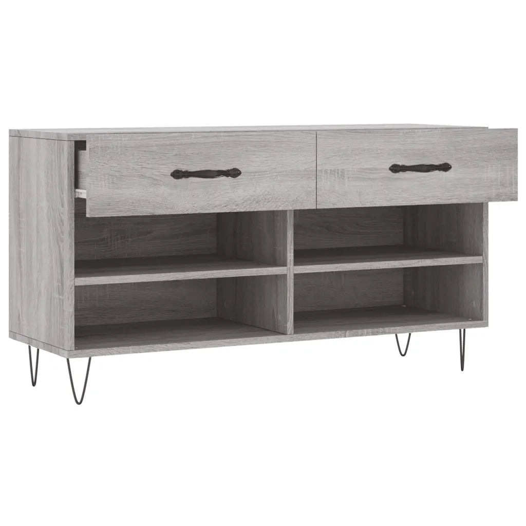 Panca Porta Scarpe | Scarpiera | Mobile per scarpe Grigio Sonoma 102x35x55 cm Legno Multistrato