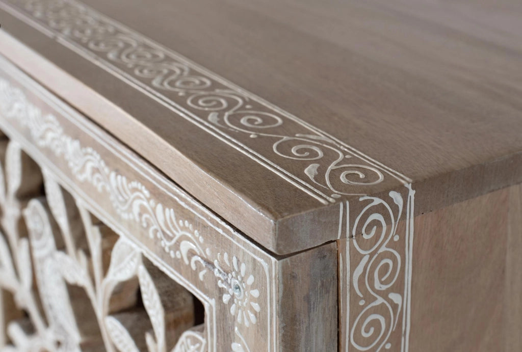 Cassettiera in legno di mango naturale