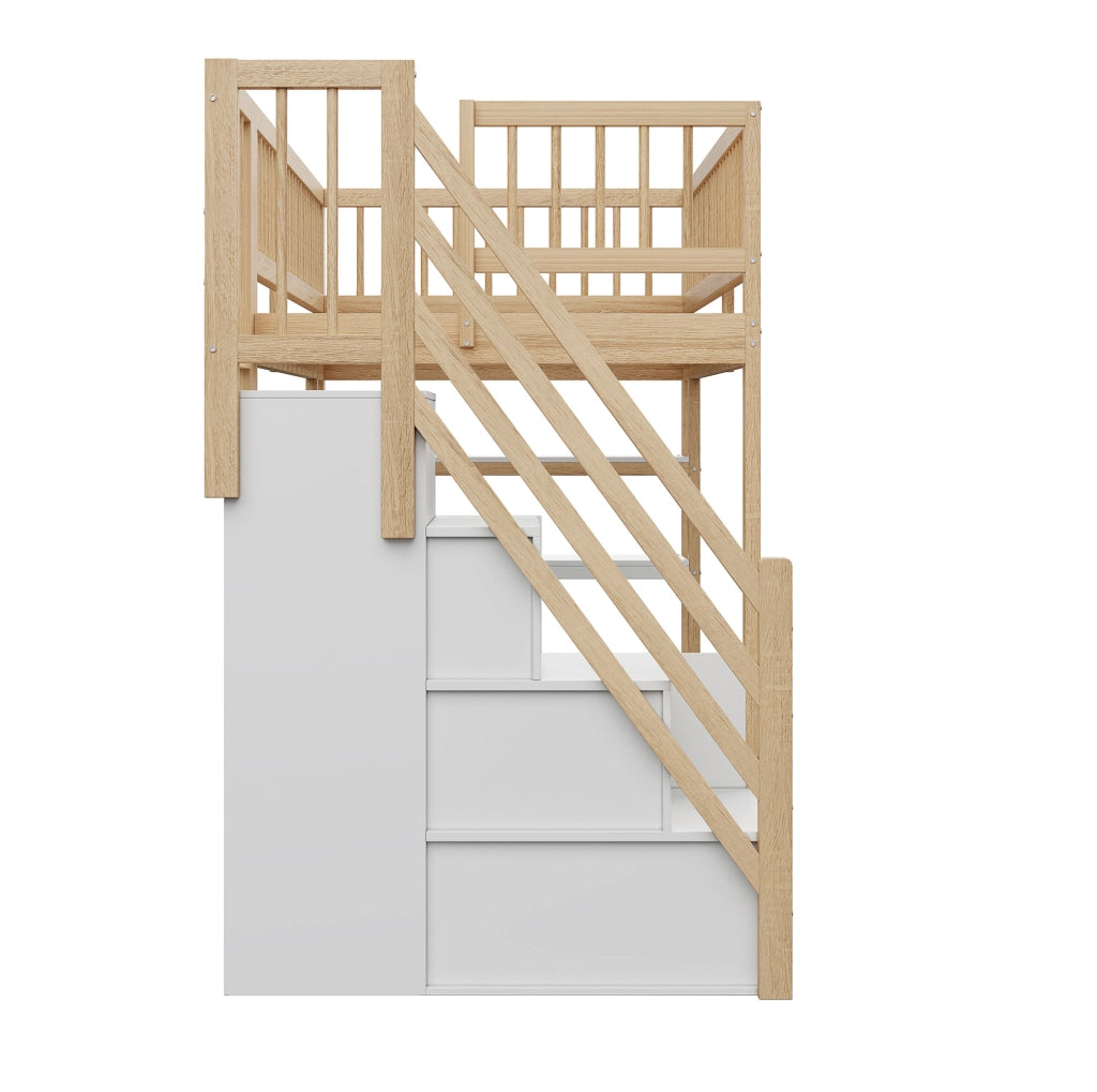 Letto a soppalco 90x200 cm multifunzione con scala di sicurezza