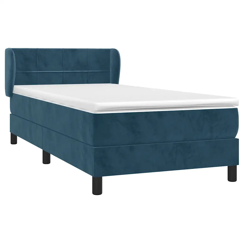 Giroletto a Molle con Materasso-Struttura Letto Blu Scuro 90x200 cm in Velluto 523286