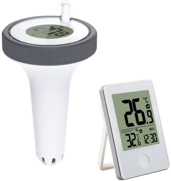 Termometro per piscine galleggianti – con misuratore integrato di temperatura e umidità, adatto per piscine, laghi, vasche idromassaggio e acquari (bianco).