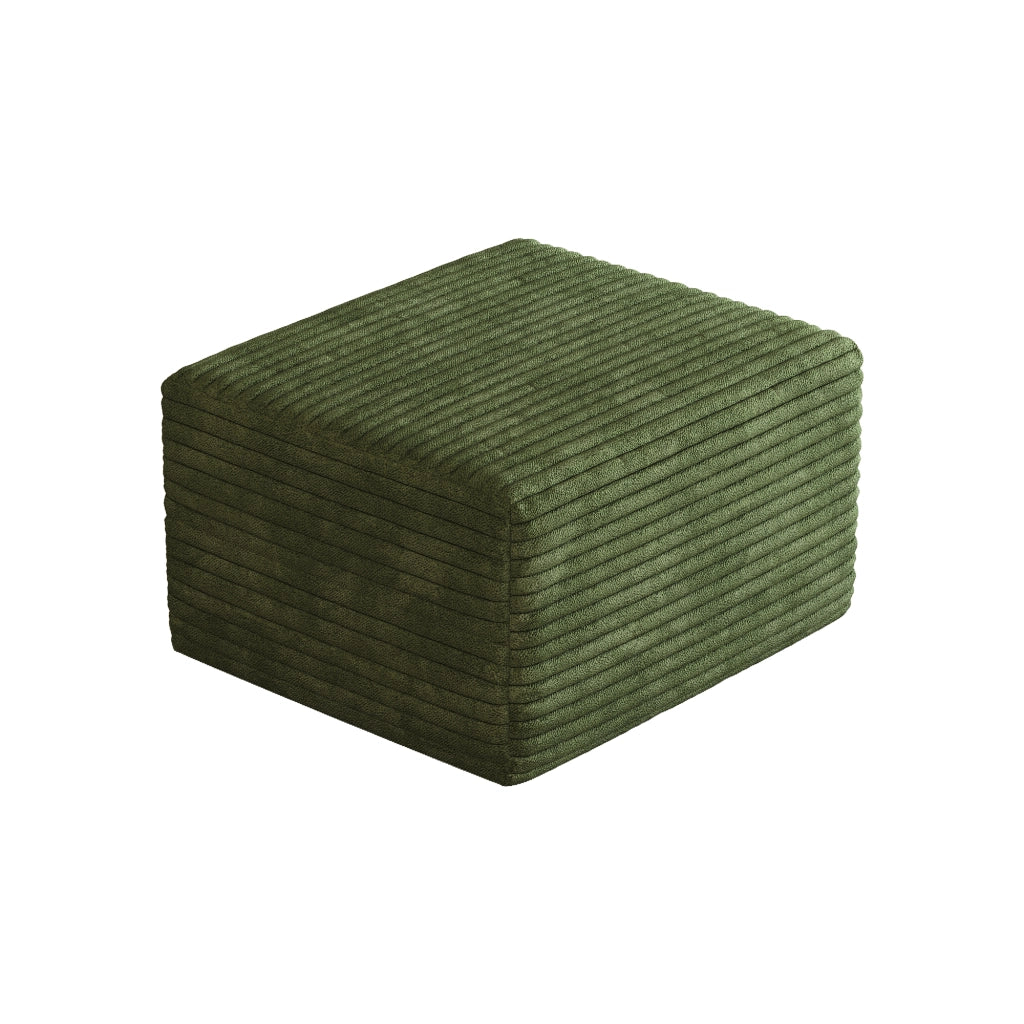 Poltrona pouf con seduta in schiuma ad alta elasticità e rivestimento in tessuto a coste verde