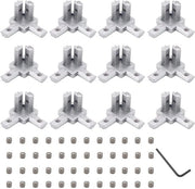 Set di connettori angolari 3 vie - 12 pezzi - Inclusi 48 viti M4 - 2 chiavi M2 - Zinklegering - Resistente alla trazione e all'ossidazione - Connettore angolare