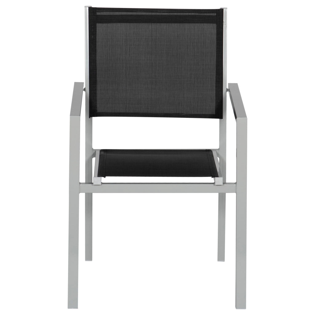 Set di 10 sedie in alluminio grigio - textilene nero