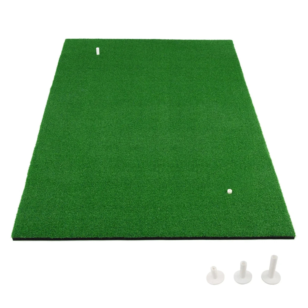 Tappetino da golf 150 x 100 cm con 2 posizioni di partenza e 3 tee in gomma per uso interno/esterno gomma verde 20_0019368