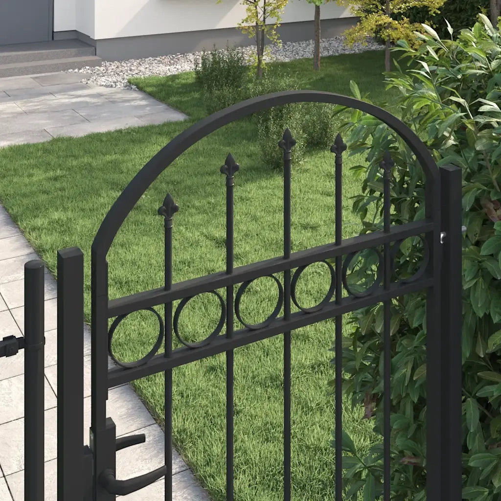 Cancello per recinzione Assen con parte superiore ad arco in acciaio 102x175 cm Nero 143087