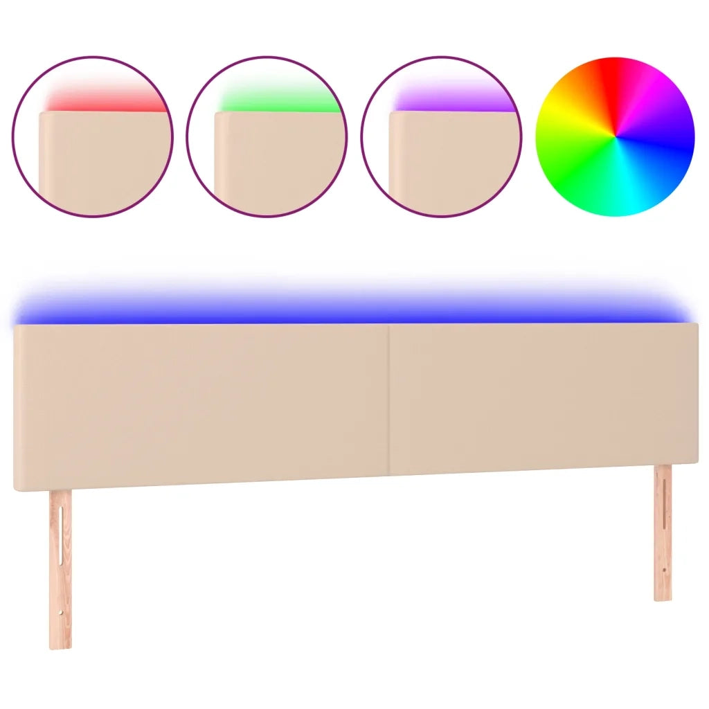 Testiera | Testata Cappuccino a LED 200x5x78/88 cm in Similpelle