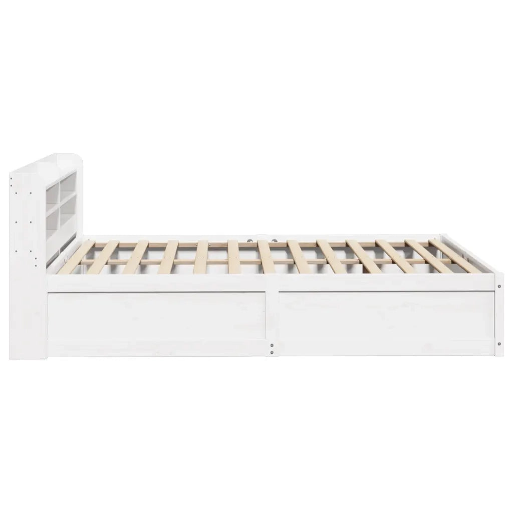 Giroletto con Testiera Bianco 135x190 cm Legno Massello di Pino