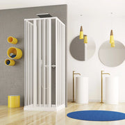 Box doccia tre lati soffietto ingresso centrale bilaterale pvc bianco h185cm Platra Naody Bianco,80x100x80 cm