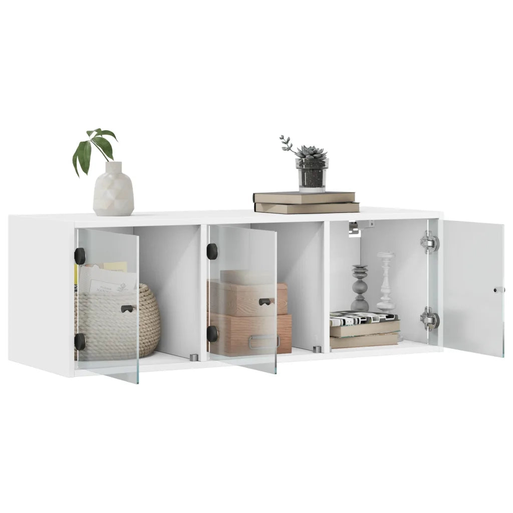Mobile a Muro con Ante in Vetro Bianco 102x37x35 cm 836511