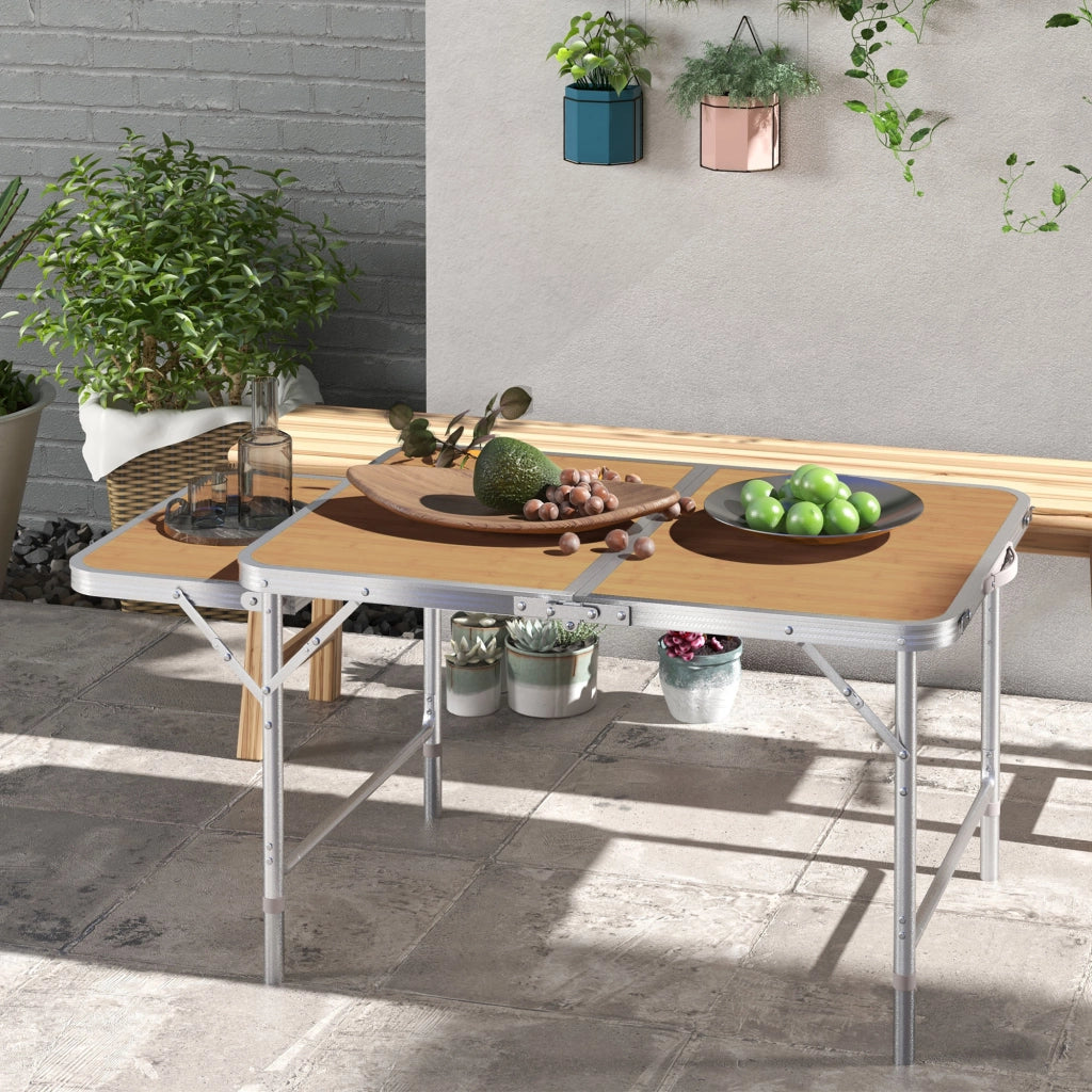 Tavolo pieghevole da giardino allungabile ¨C Xylo ¨C Alluminio MDF effetto bamb¨´ altezza regolabile
