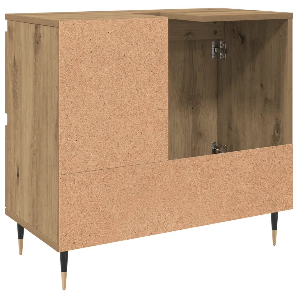 Armadietto da Bagno Rovere Artigianale 65x33x60cm in Truciolato 857224