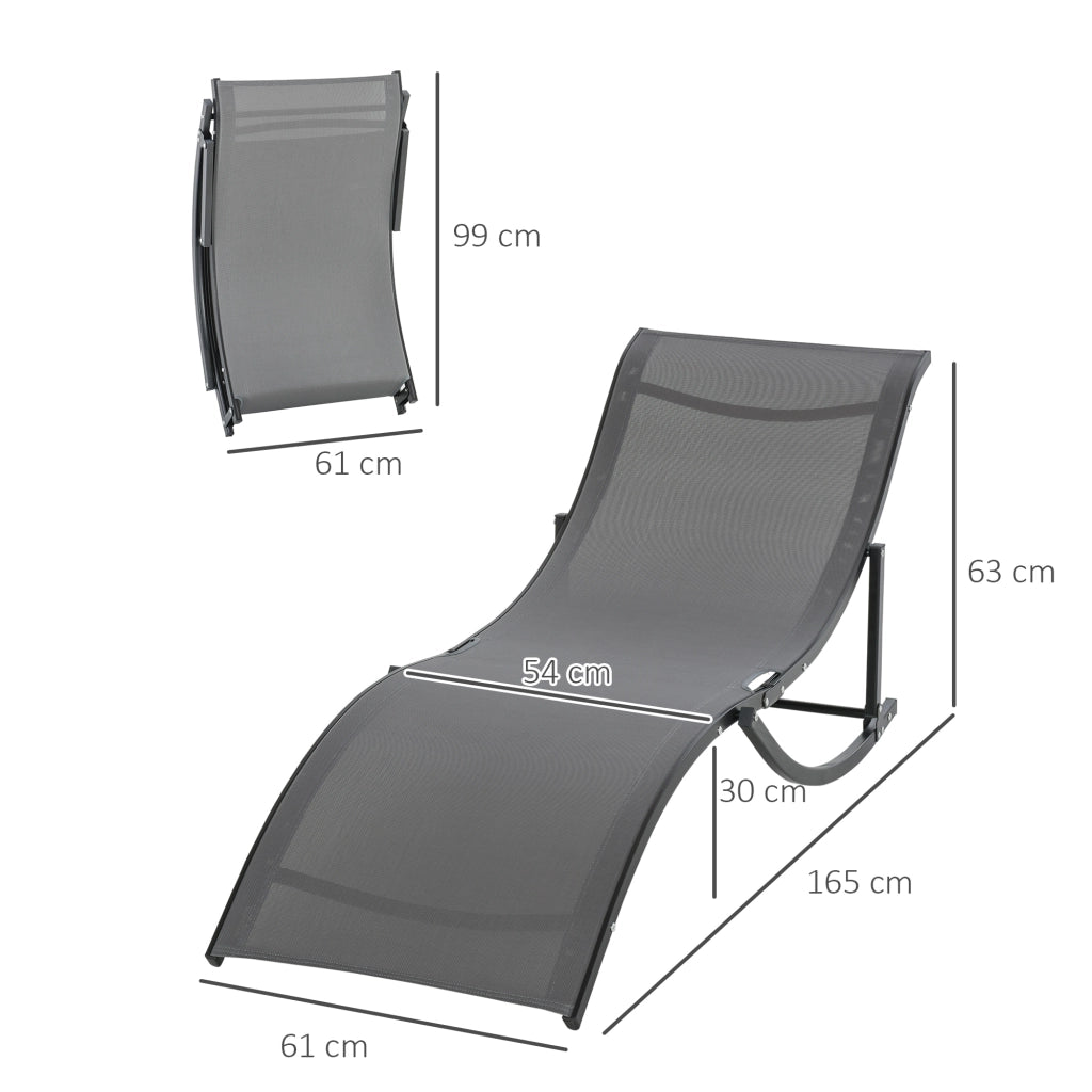Set 2 Lettini Prendisole Pieghevoli ¨C Xylo ¨C Alluminio Textilene Antracite Giardino Esterno