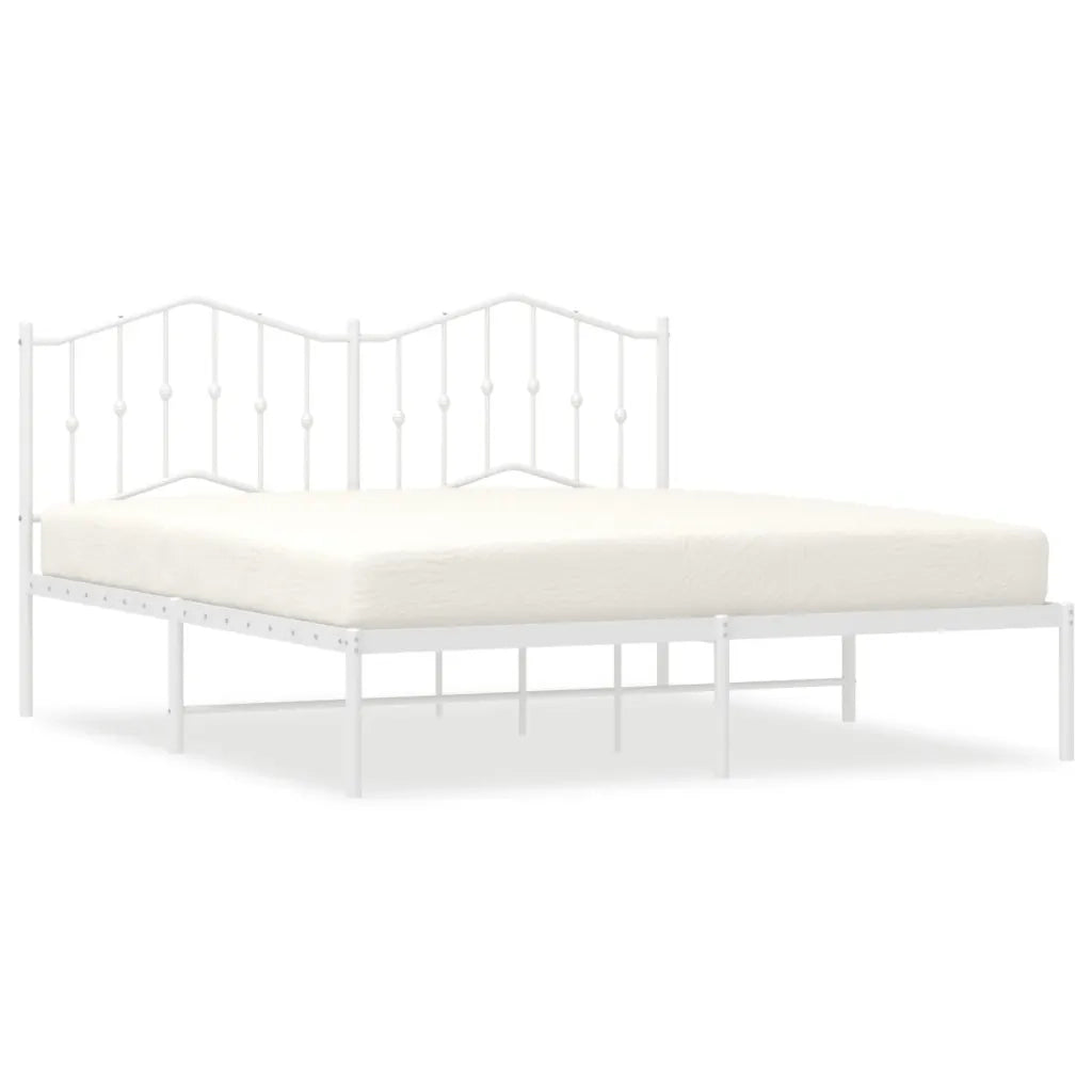 Letto matrimoniale | Letto per adulti | Giroletto con Testiera Metallo Bianco 160x200 cm