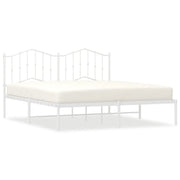 Letto matrimoniale | Letto per adulti | Giroletto con Testiera Metallo Bianco 160x200 cm