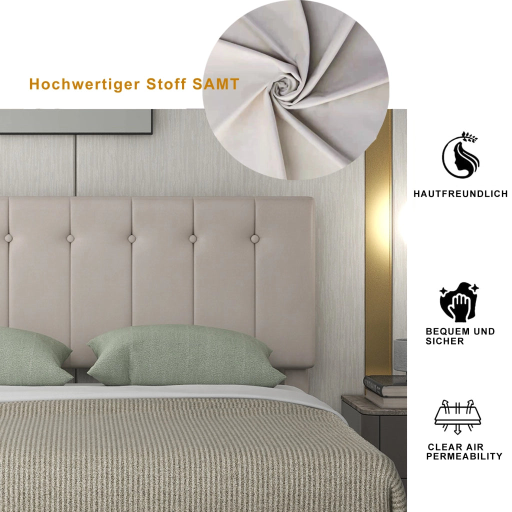 letto imbottito velluto crema 140 x 200 cm