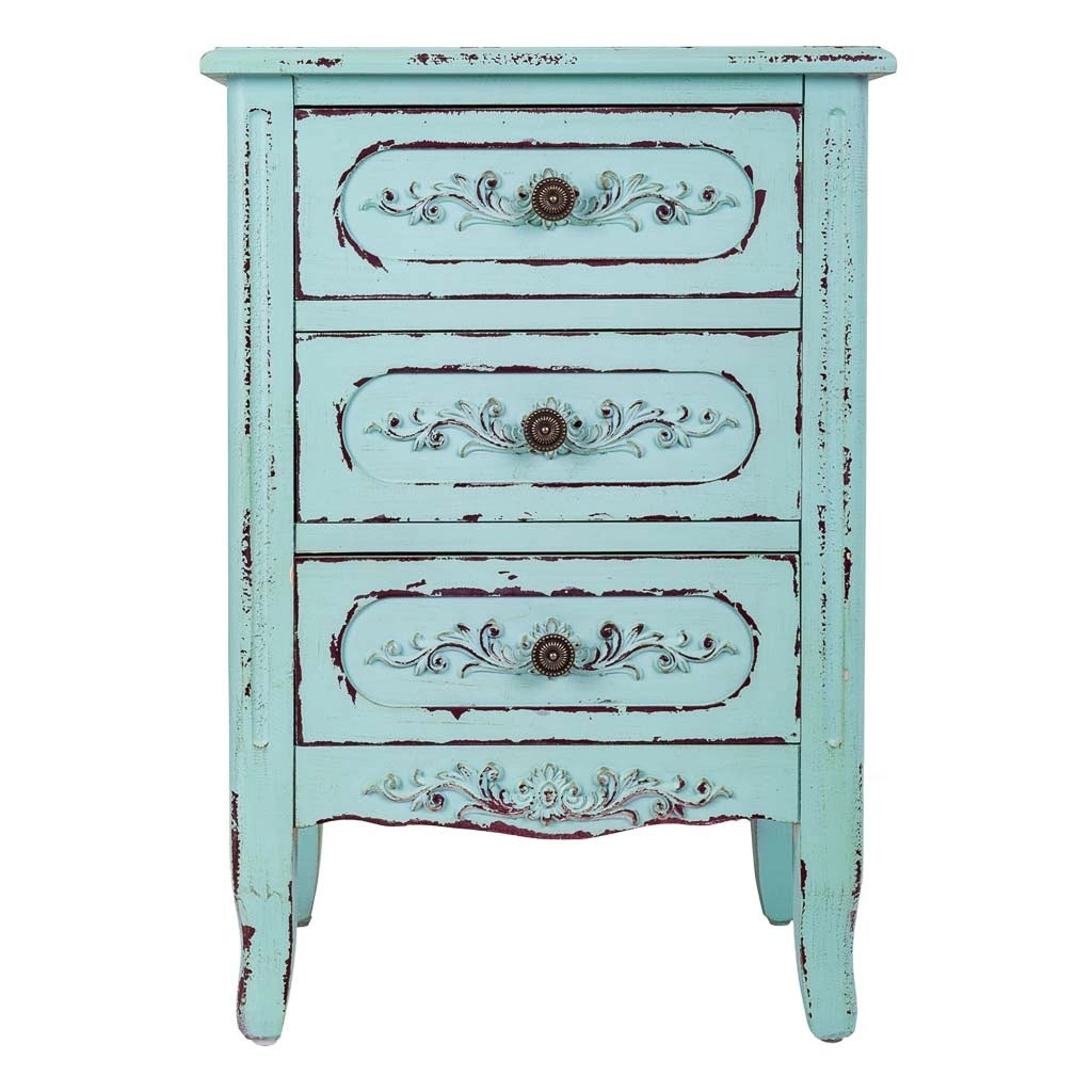 Comodino in legno blu 46x32,5x67